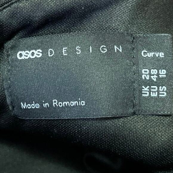 ASOS Black Off The Shoulder Tux Double Breasted Long Sleeve Sheath Mini Dress 16 - Picture 5 of 6